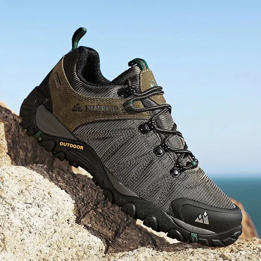 Four-Season Men's Hiking Shoes Outdoor Sports Genuine Leather Wear-Resistant Climbing Shoes Rubber Sole Trekking Sneaker