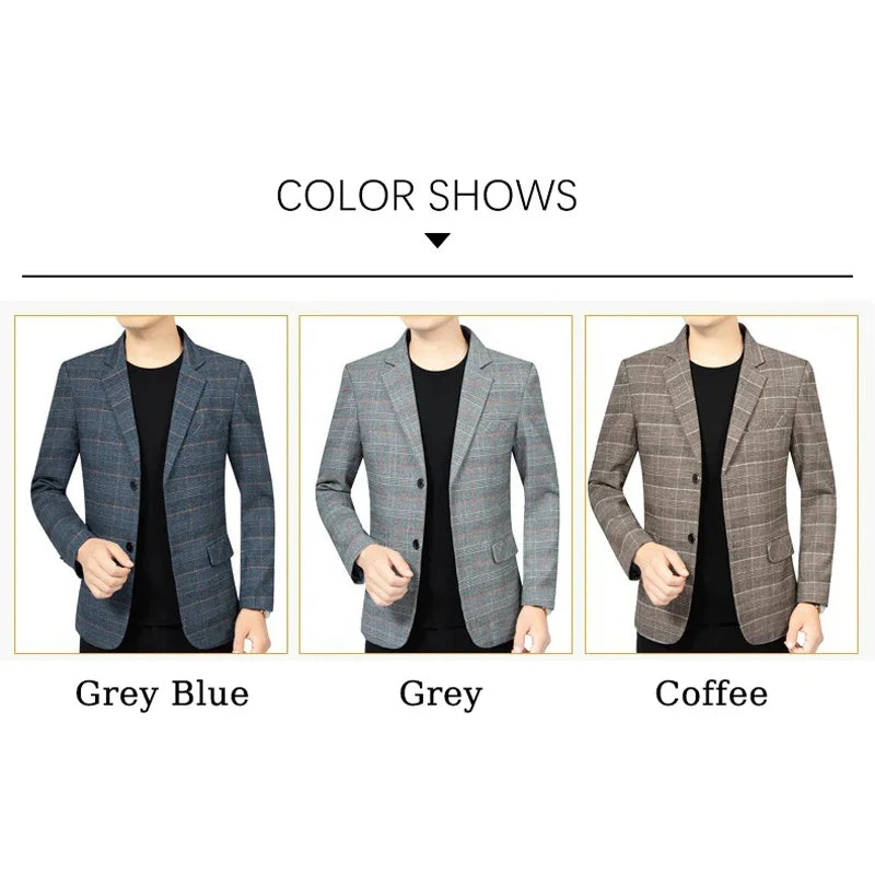 Brand 2026 Spring Stripe Suits Men 2 Button Autumn Business Elegant Man Jacket  Fashion New in Suits Blazers Men