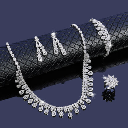 4pcs Bridal Cubic Zirconia Jewelry Sets For Women Party Luxury Dubai Nigeria CZ Crystal Wedding Jewelry Sets