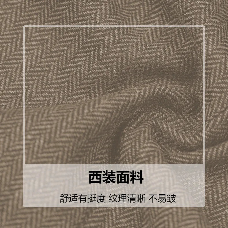 Men's Houndstooth Wool Vest British Style Business Waistcoat Casual Sleeveless Jacket Ready‑to‑Ship Business Outfit  for Men