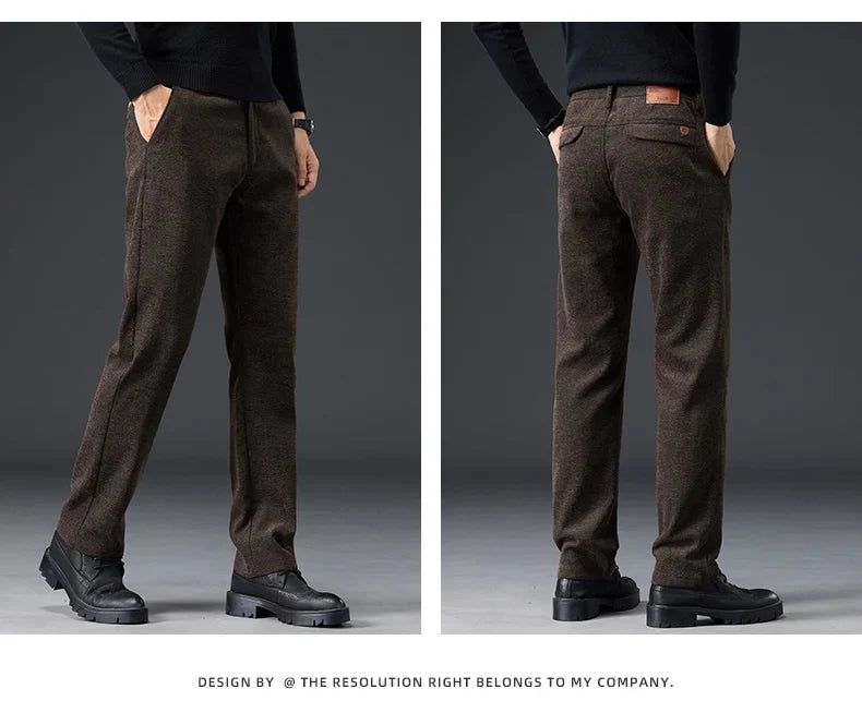 Men's Slim Fit Chenille Long Pants Advanced Business Casual Trousers Trend Autumn Comfortable Daily Wear Male Clothing