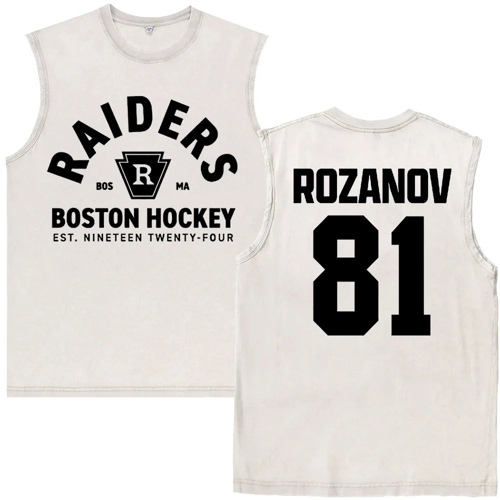 Vintage Washed Heated Rivalry Ilya Rozanov 81 Boston Raiders Tshirt Men Shane Hollander 24 Montreal Metros 100% Cotton Tees Tops