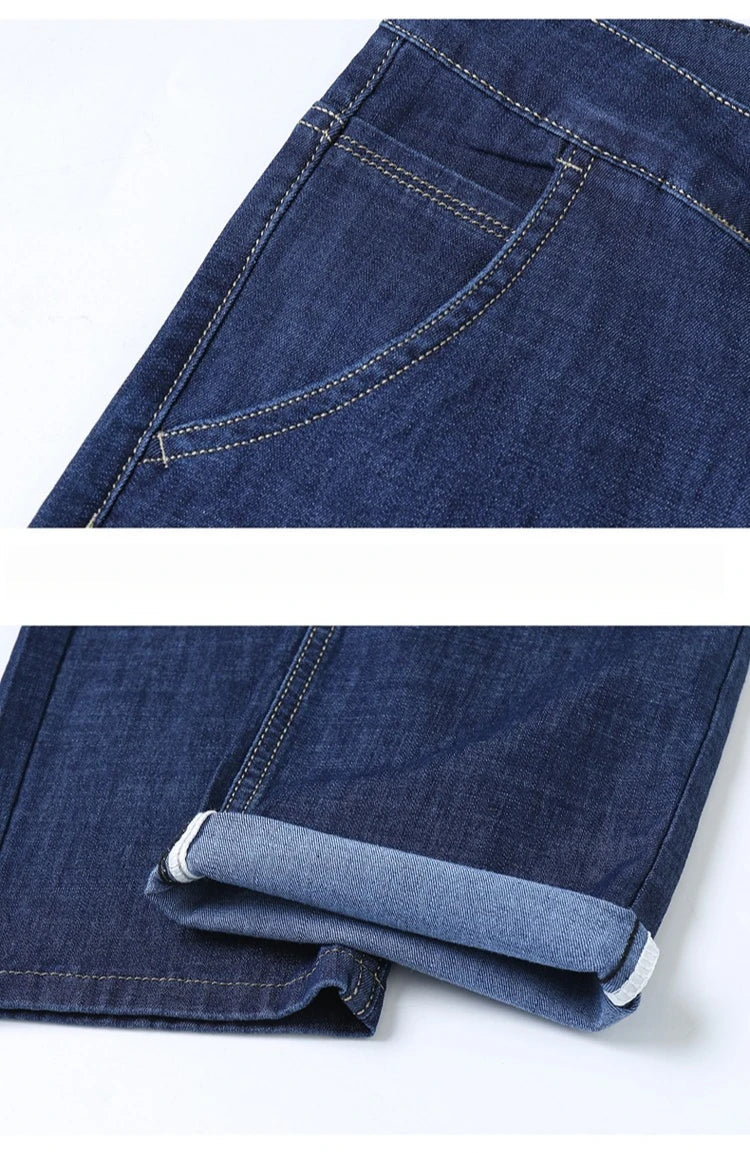 Men's Ice Silk Jeans Summer New Lyocell Thin Business Casual Denim Pants Classic All Match Slim Fit Straight Elastic Jean Male