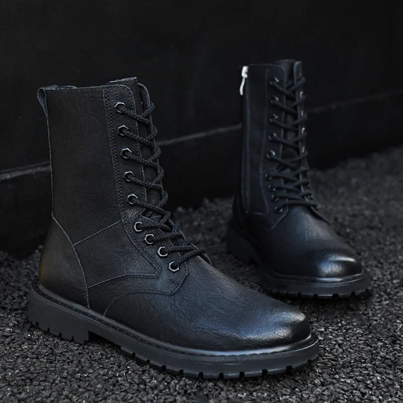Plus Big Size 49 50 51 52 Winter Mens High Top Leather Boots Combat Tactical Shoes Hunting Khaki Black Retro Sales Discounts