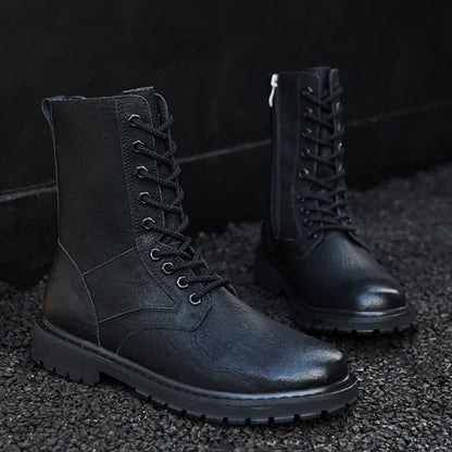 Plus Big Size 49 50 51 52 Winter Mens High Top Leather Boots Combat Tactical Shoes Hunting Khaki Black Retro Sales Discounts