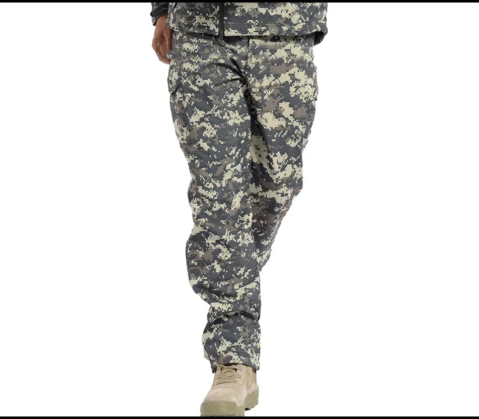 Tactical Pants Soft Shell Fleece Cargo Pants Men Hunting Pants Camouflage  Pant Casual Trousers Unisex Waterproof