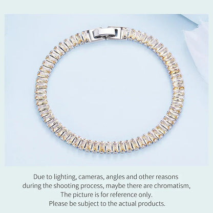 Authentic Shining Square Zircon Bracelet Plated Platinum for Women Gift Exquisite Fashion Jewelry YIB055