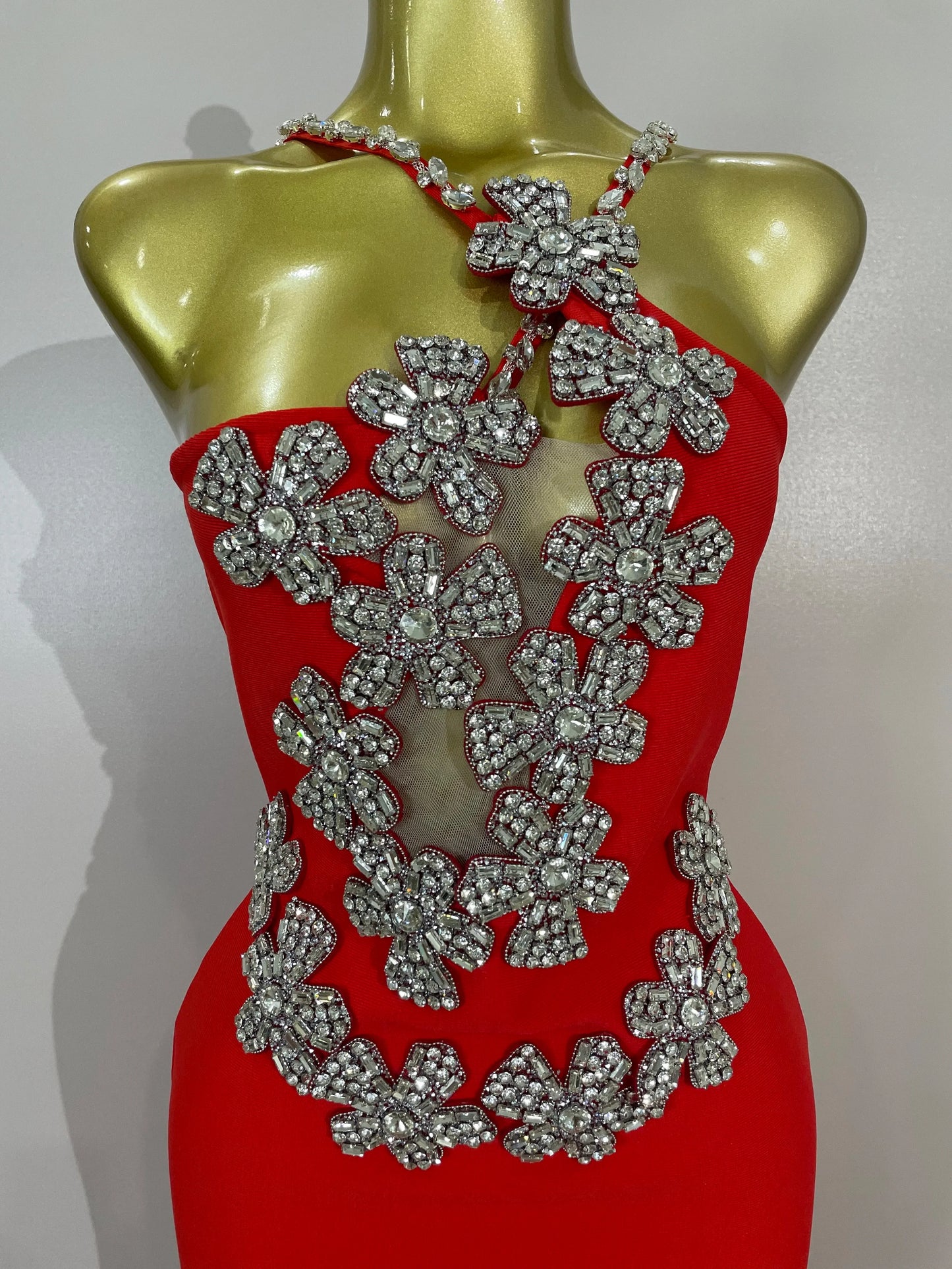 Sexy Backless Sparkly Crystal Diamonds White Bodycon Bandage Dress Women Celebrity Elegant Evening Club Party Birthday Dresses