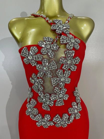 Sexy Backless Sparkly Crystal Diamonds White Bodycon Bandage Dress Women Celebrity Elegant Evening Club Party Birthday Dresses