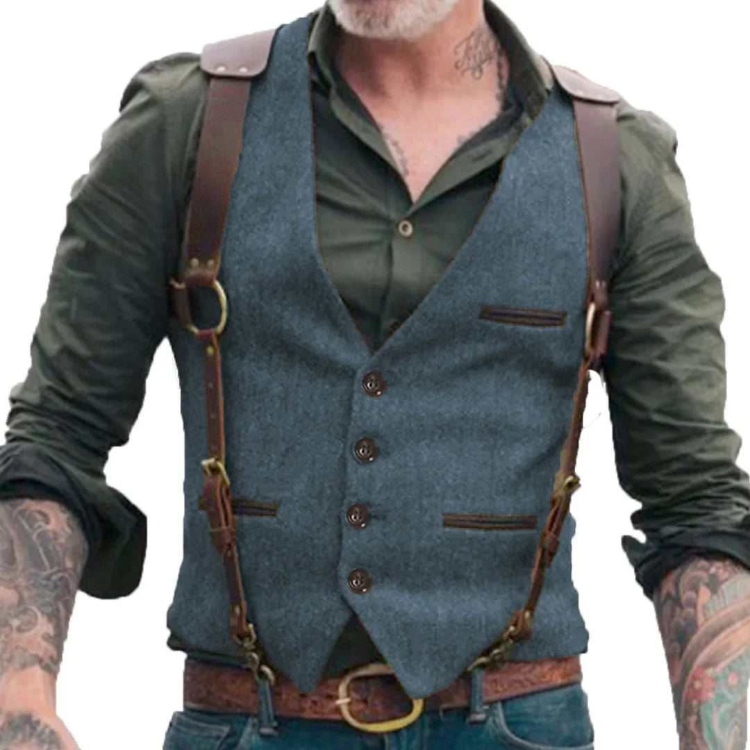 Men Vest Brown V-neck Single Button Solid Waistcoat For Wedding Birthday Banquet Business Casual Daily Men Suit Vest