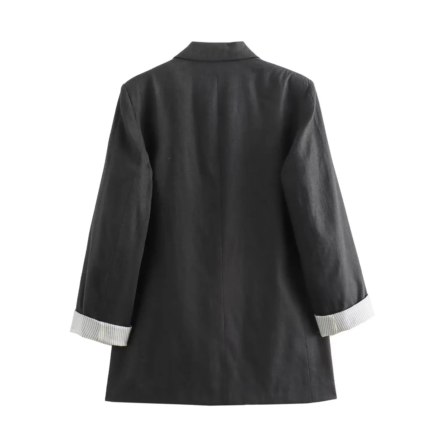 Women Fashion Solid Blazer Notched Collar Long Roll up Sleeves Female Chic Office Lady Business Outfits