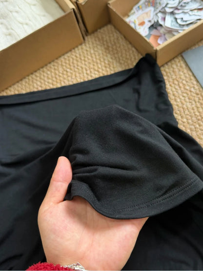 Black Foldover Mini Skirts Woman Elastic Low Waist A-line Short Faldas Summer Casual Simple Solid Preppy Style All-match Skirt
