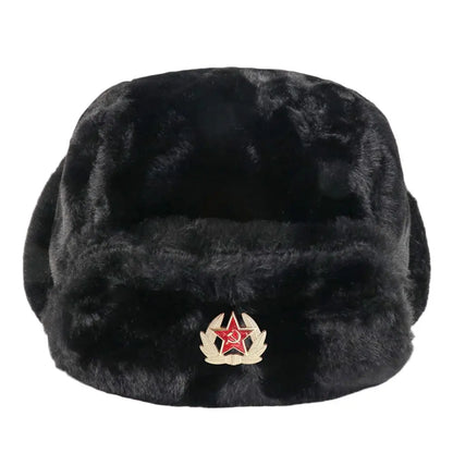 Outdoors Thick Bomber Hat Plush Warm Russian Ushanka Windproof Snow Caps for Women Men