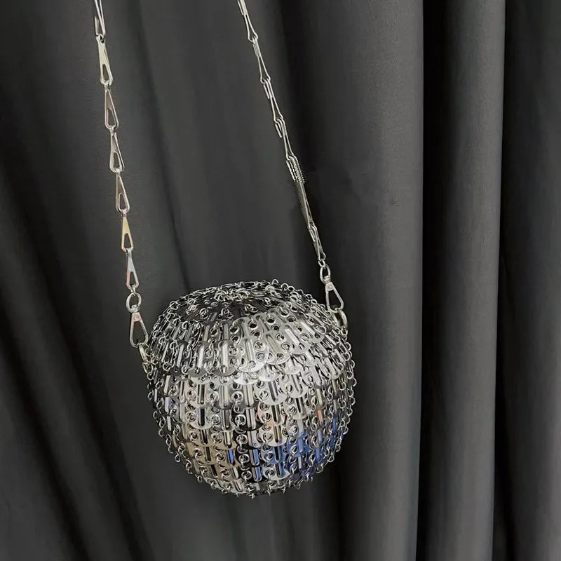 Designer Aesthetic Bags Women's Bag Handmade Woven Metal Sheet Metal Ball Shoulder Bag Women Luxury Holiday Party Evening Bag