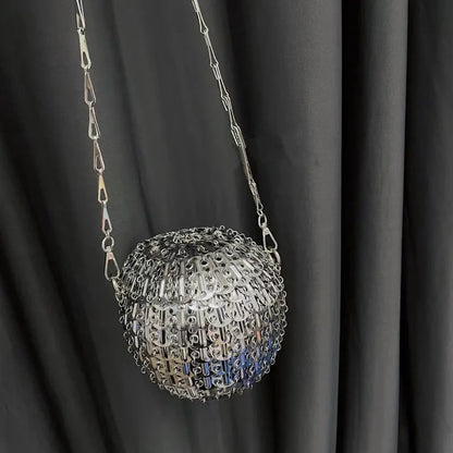 Designer Aesthetic Bags Women's Bag Handmade Woven Metal Sheet Metal Ball Shoulder Bag Women Luxury Holiday Party Evening Bag