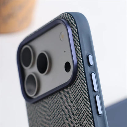 Luxury Tech Woven Canvas Magnetic Case for iphone 16Pro 17Pro 17 15 17Pro Max For Magsafe Original Wireless Charging Matte Cover