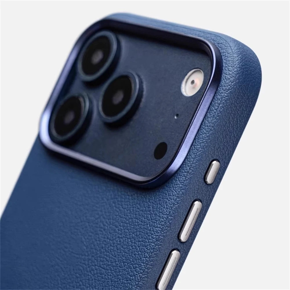 Luxury Business Shockproof PU Leather Camera Button Case For iPhone 17 Pro Max Air For Magsafe Magnetic Wireless Charging Cover
