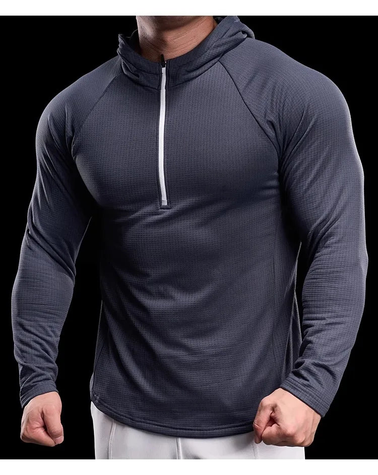 Autumn New Gym Fitness Clothes Men's Training Clothes Long-sleeved Sports Quick-drying Sweatshirts Casual Hooded Fitness Clothes