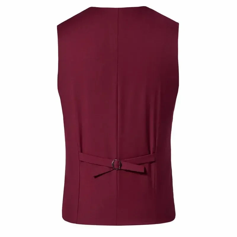 2024 New  Solid Color Men's Vest Versatile Suit Collar Slant Hem Mens Blazer Waistcoat  Dark Gray Black Red Navy-Blue  S-6XL