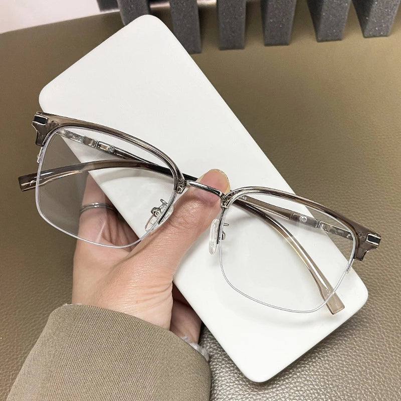Men's Business Classic Half Frame Anti Blue Light Reading Glasses Myopia Hyperopia Customizable Prescription TR2242