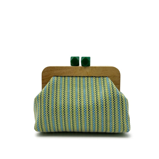 Colorful Striped PP Straw Clucth Bag for Women Wooden Clip Shell Shoulder Crossbody Bags Casual Weave Summer Beach Bag 2026