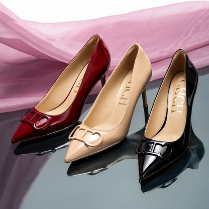 Solid Colour Classic Style New Women's Single Shoes Retro Simple Exquisite Workmanship Versatile Women's High-heeled Shoes