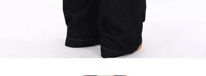 American Retro Deconstructed Bla Knife  Jeans Women's Loose Silhouette Wide Leg Floor Length Trousers Casual High Waist...