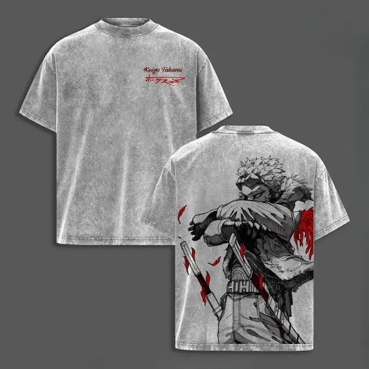 Hawks Manga Printed T-shirt My Hero Academia Anime Vintage Washed Oversized T Shirt Men Women Clothing Cotton Short Sleeve Tees