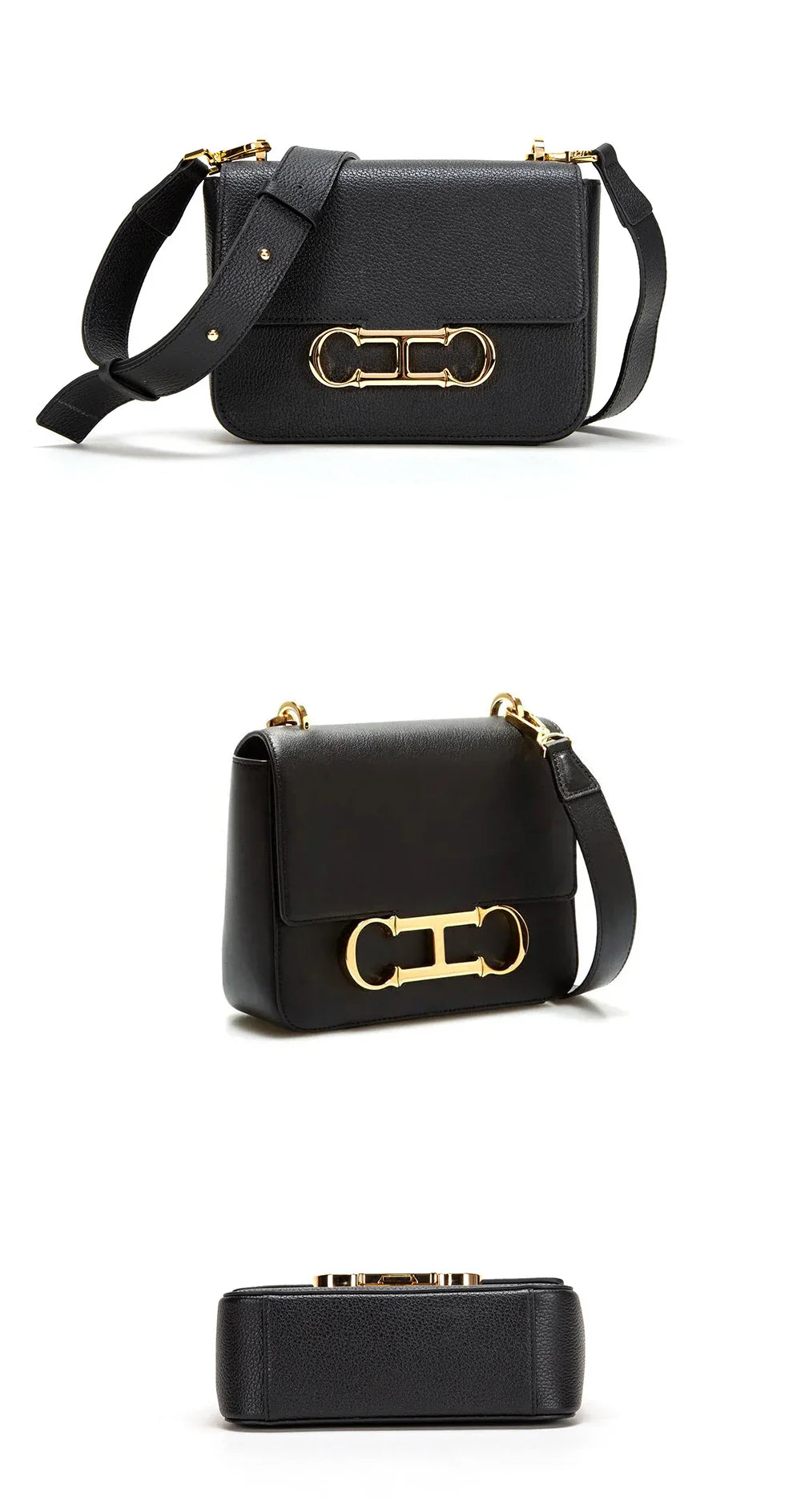 Women's Saddle Bag 2024 Autumn/Winter New Black Cow Leather Flip Small Square Bag Simple Commuter Diagonal Cross Bag