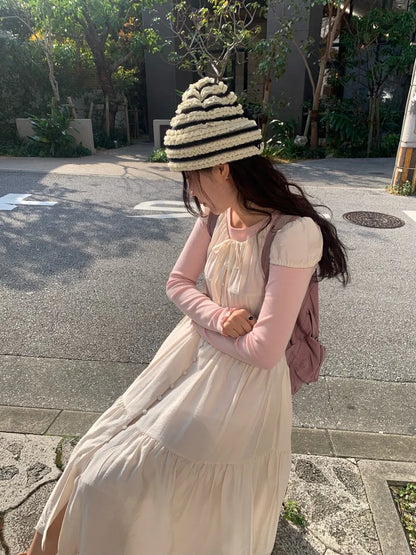 Spring 2025 Chic A-Line Dr Korean Sle Long Svel Women's Faionable Gown Ele Personali Commute Suitable Dr