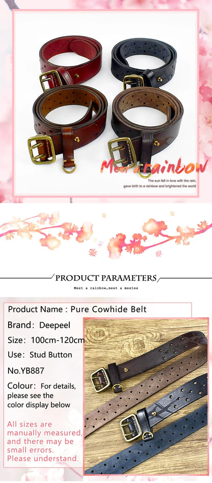 Pure Cowhide 3.8cm Wide Genuine Leather Belt for Men Double Pin Buckle Male Jeans Belts Top Quality Luxury Gift Waistband
