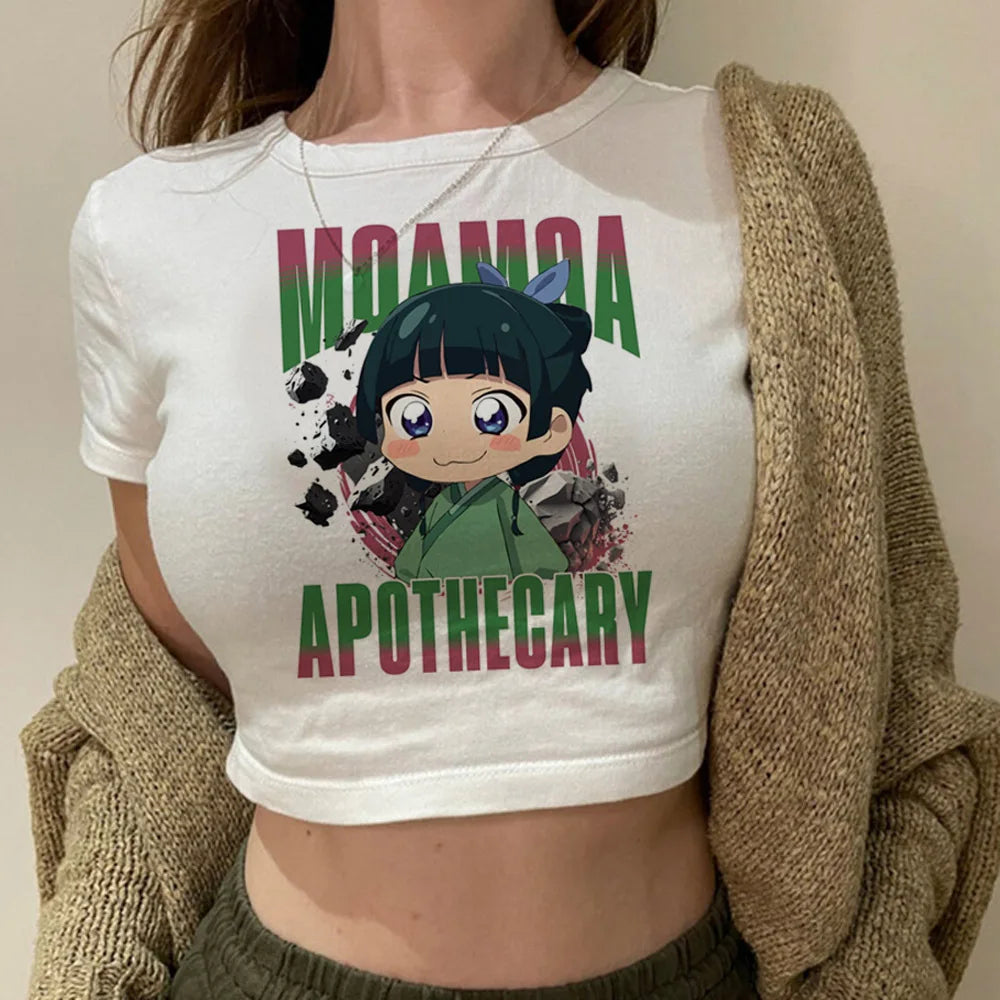 Apothecary Diaries crop top vintage  cute Slim Fit Cute 2025 summer Grunge Streetwear harajuku woman top