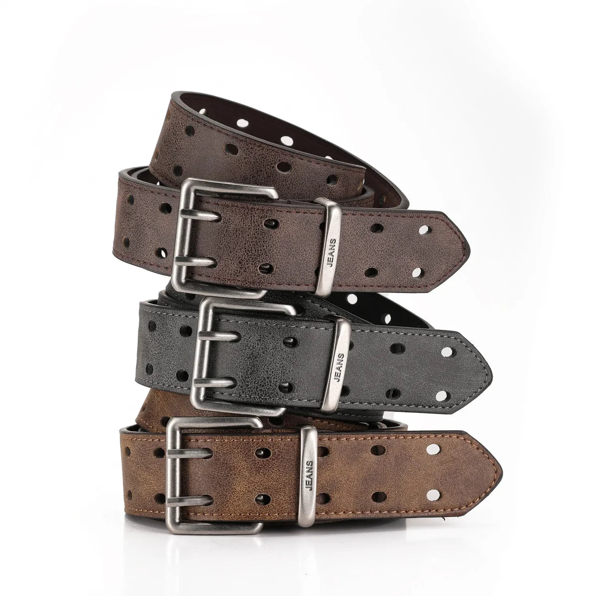 A Western-style PU Leather Belt for Both Men and Women, a Classic and Casual Retro Belt