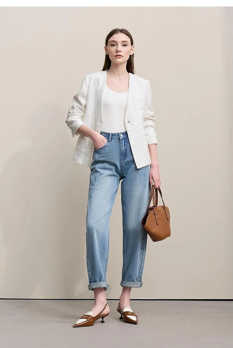 Blazer Women 2026 Autumn New Elegant Versatile V-neck Jacket Female Single Button Slim Women's Long Sleeve Top 12641057