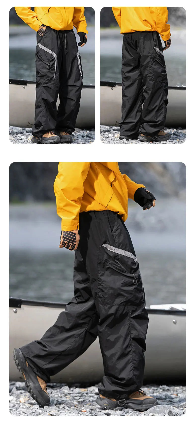 Autumn Hiking Pants Outdoor Patchwork Waterproof Mountaineering Zippered Trousers Male Elastic Waist Camping Fishing Cargo Pants