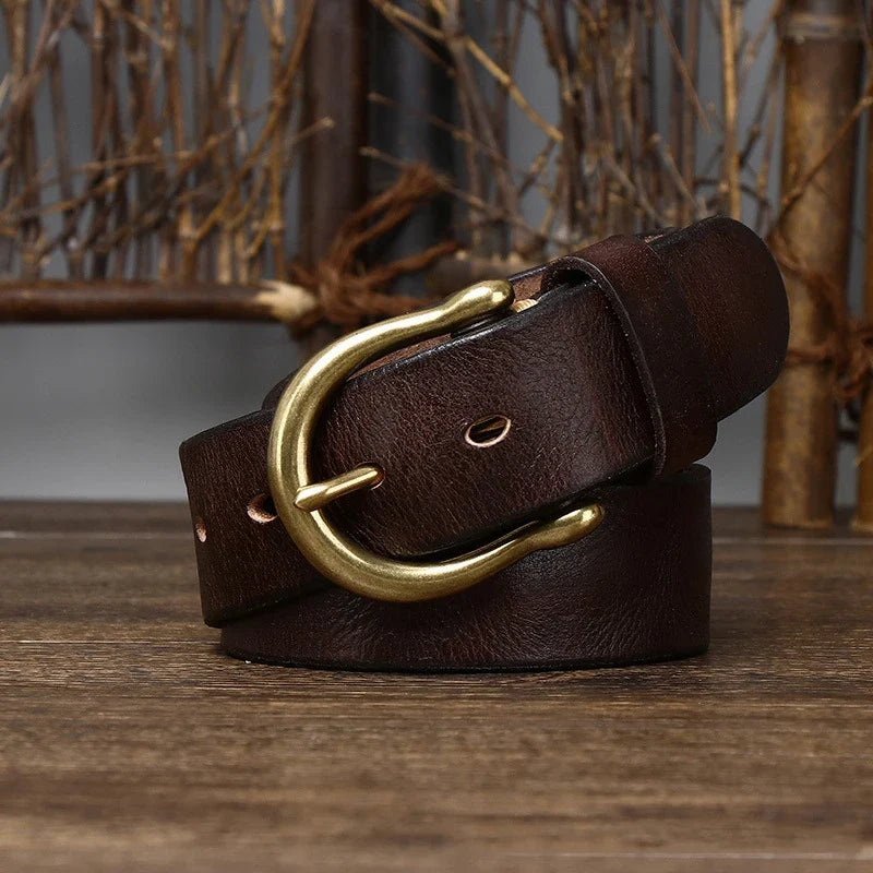 3.8CM Men High Quality Genuine Leather Belt Luxury Designer Belts Pure Cowskin Fashion Waistband Strap Male Jeans for Man Cowboy