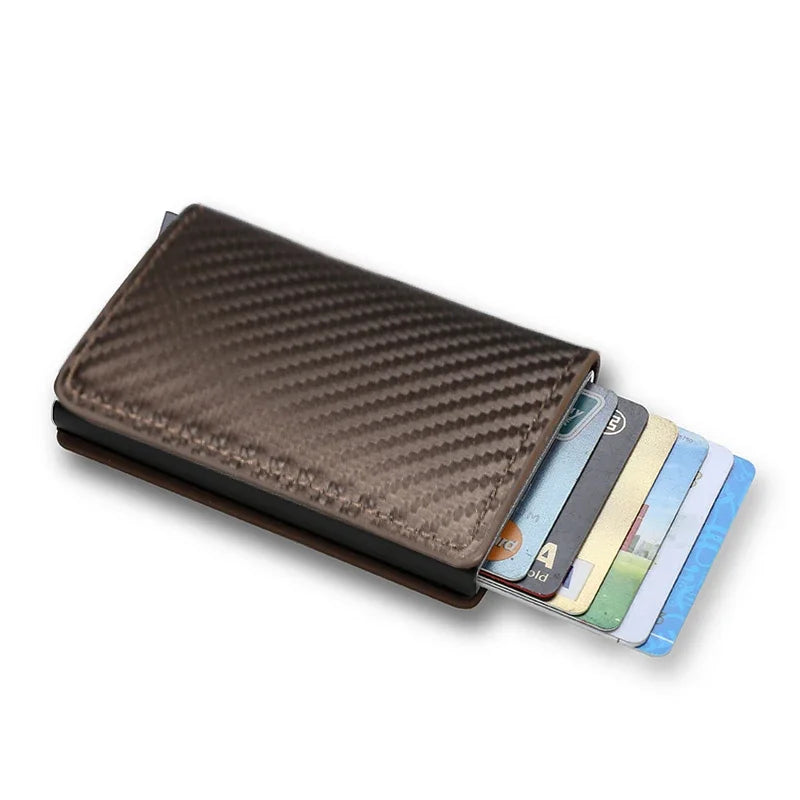 Portefeuilles pour cartes de crédit en fibre de carbone Hommes Marque RFID Noir Magique Pliable Cuir Mince Mini Portefeuille Petit Porte-monnaie Homme