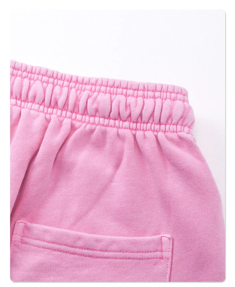 Fashion Summer Men 420gsm Washed Cotton Shorts Retro Unisex High Street Terry Knee Length Short Pants Streetwears HY0845