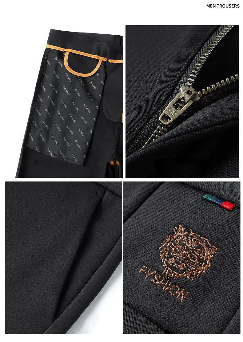 Men's New Loose Straight Leg Elastic Formal Pants, Business Tiger Head Western Style, All Seasons, Casual & Formal Wear