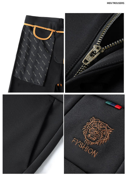 Men's New Loose Straight Leg Elastic Formal Pants, Business Tiger Head Western Style, All Seasons, Casual & Formal Wear