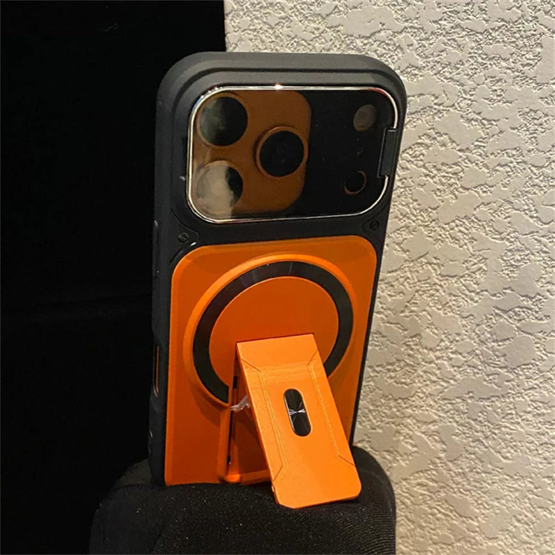 Fold Stand Magnetic Armor Case for iPhone 17 Air 16 15 14 Plus 13 12 11 Pro Max For Magsafe Camera Holder Lens Protection Cover