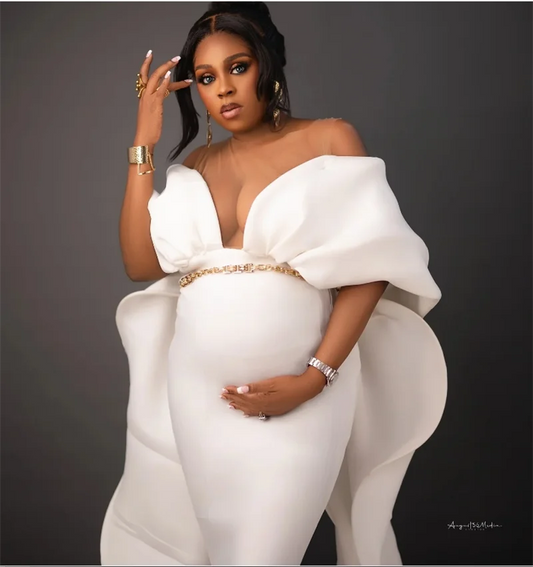 White Wrap Women Pregnant Wedding Prom Dress Sexy Off Shoulder Elegant Mermaid Maternity Bridal Evening Gown Customized Robe