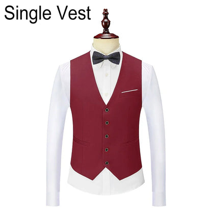 Man Suit Vest Slim V-neck Single-breasted Male Waistcoat Simple Solid Breathable Sleeveless Business Casual Men Vest