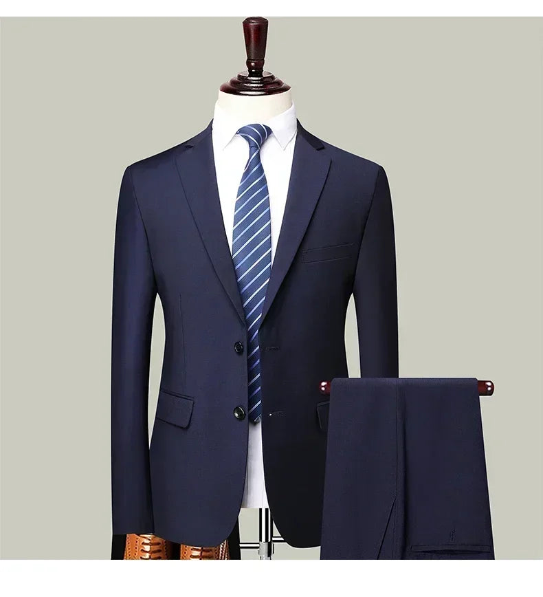 S-8XL Blazer New Men's Fashion Business Solid Color British Style Professional Work Groom Wedding Dress Best Man Blazer Jacket