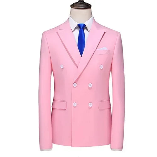 2025 Brand Fashion Men Double Breasted Tuxedo Business Suit/Male Slim Fit  Korean Casual Clothing/Men's Casual Jacket Blazers