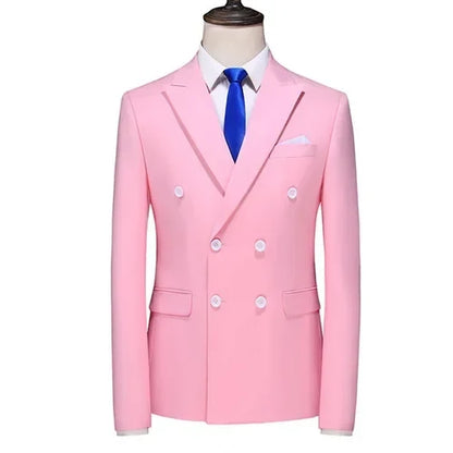 2025 Brand Fashion Men Double Breasted Tuxedo Business Suit/Male Slim Fit  Korean Casual Clothing/Men's Casual Jacket Blazers