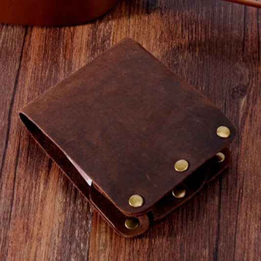 Portefeuille PUNK mode fait main en cuir véritable Crazy Horse pour hommes, pince à billets, portefeuille court, sac à main clouté pour hommes, porte-cartes
