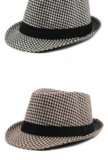 Spring Summer New Middle Aged Men's Top Hat Fashion Knitted Jazz Gentleman Black Chapeay Fedoras Bucket Hat Caps