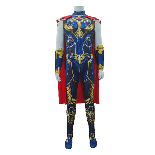 Thor Love and Thunder Cosplay Costume TV&Movie Superhero Suit Halloween Felt Sleeves Costumes with Cape for Kids Adult