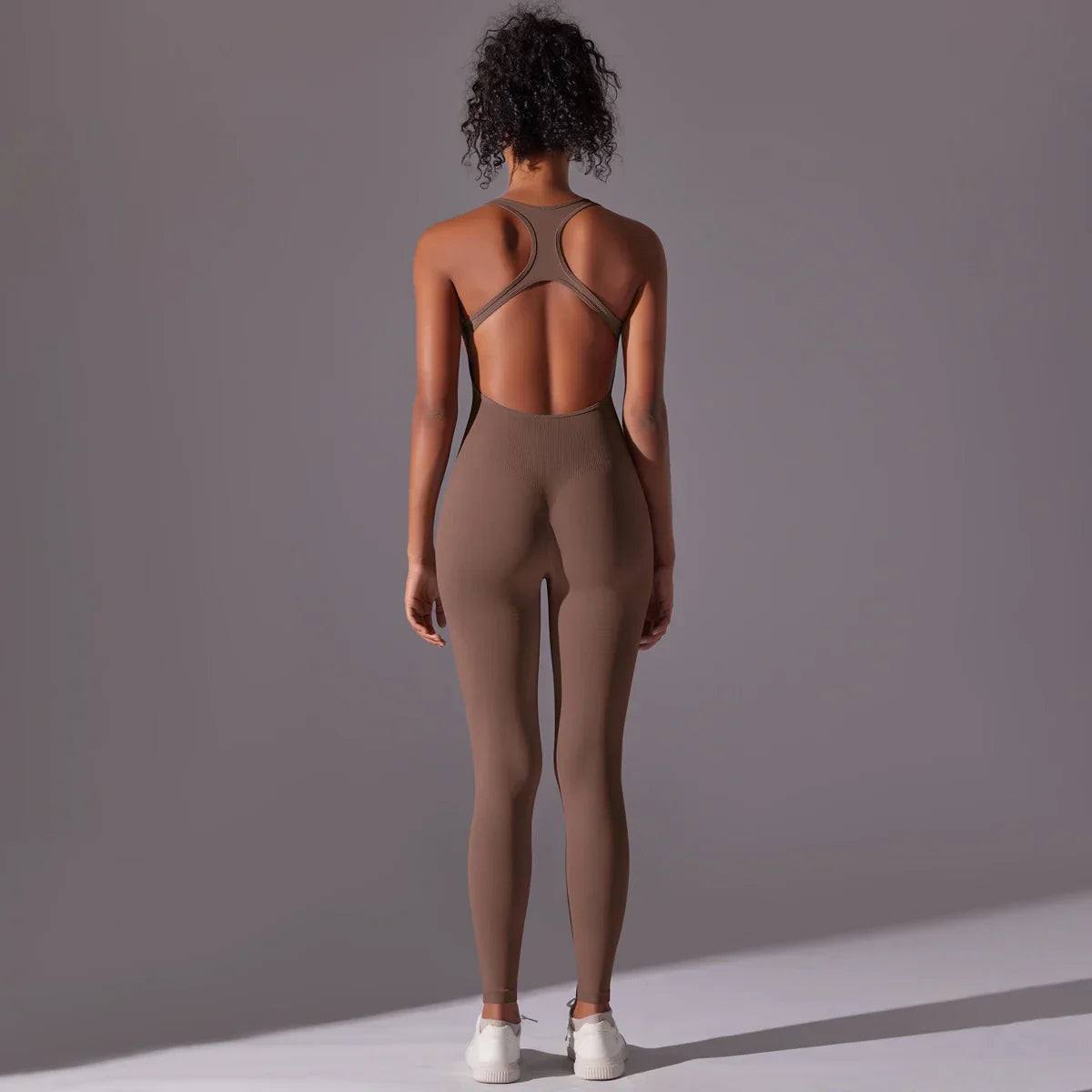 Backless Yoga Bodysuit Women Sports Jumpsuit Fitness Sportswear Workout Set Solid Color Seamless Butt Lifting Yoga Bodysuit